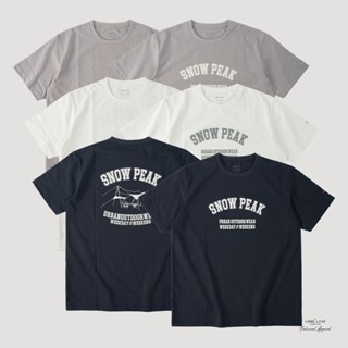 เสื้อยืดแขนสั้น ผ้าฝ้าย พิมพ์ลาย Snow Peak x BEAUTY &amp; YOUTH ทรงหลวม สําหรับผู้ชาย