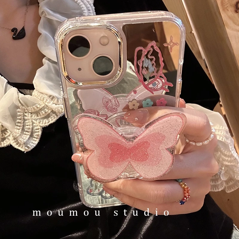 Huiwanju เคสโทรศัพท์มือถือกระจก ลายผีเสื้อ สําหรับ Iphone 14promax IP13 12promax 11