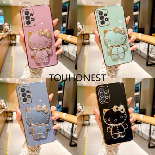 เคส Samsung Galaxy A52 เคส Samsung A52S Casing Samsung S21 Ultra Cases Samsung A30S A50S Case Samsung A04 A04E Case Samsung S21 Plus Case Samsung M30S M21 Cute Anime Cartoon Vanity Mirror Hello Kitty Holder Phone Case With Metal Sheet TK โทรศัพท์มือถือ