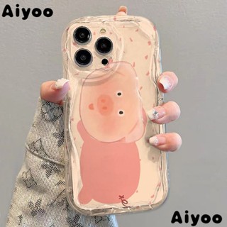 เคสป้องกันโทรศัพท์มือถือใส แบบนิ่ม ลายหมูอ้วน สีชมพู กันกระแทก สําหรับ Apple iPhone 14 13promax 12 11 7 8p xsxr