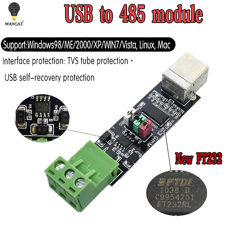 FT232 USB 2.0 to TTL RS485 Serial Converter Adapter FTDI Module FT232RL SN75176 double function doub
