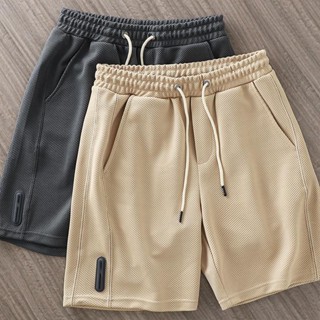 Spot high-quality M-8XL] shorts male oversized college casual pants college mens wear waffle shorts summer beach pants plus size loose sports five-cent pants