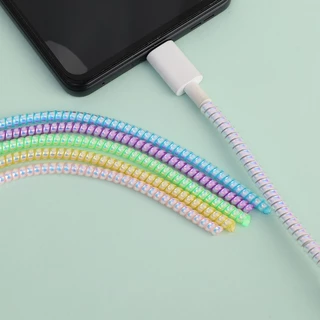 สปริงเกลียวถนอมสายชาร์จ USB TPU 1.4 ม. กันแตก หลากสี สําหรับถนอมสายชาร์จโทรศัพท์มือถือ