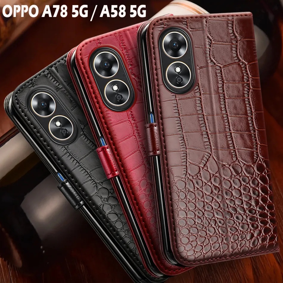 เคสโทรศัพท์มือถือหนัง ฝาพับแม่เหล็ก สําหรับ OPPO A78 5G A78 CPH2483 PHJ110 A58 A78 a 78 5G