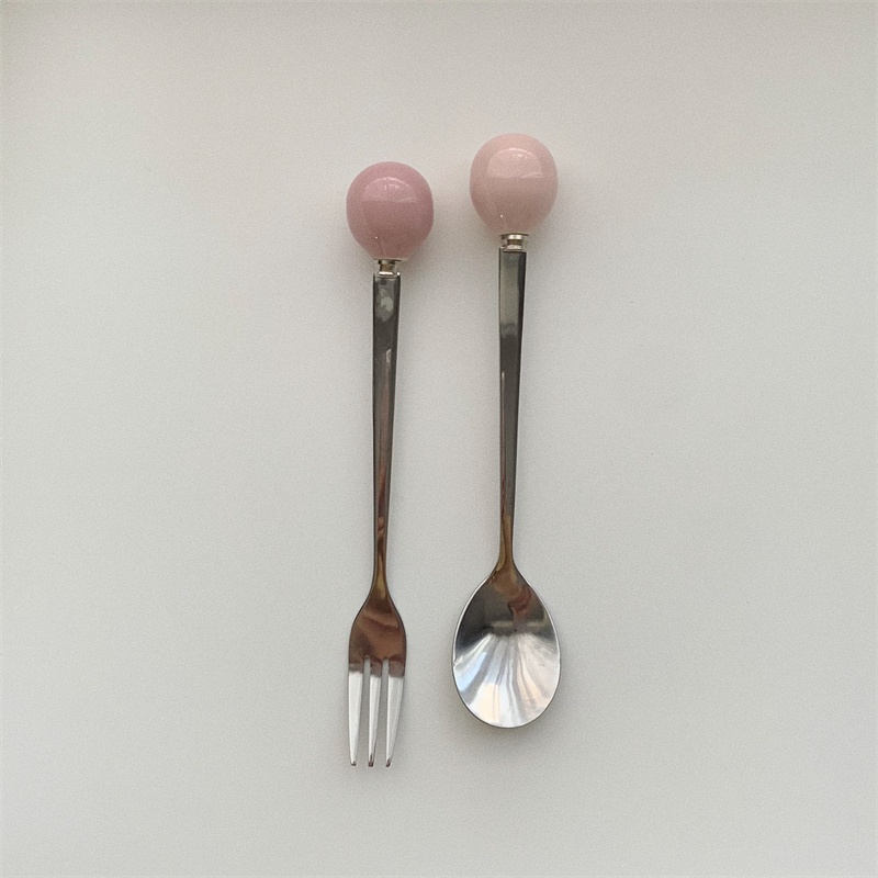 HERA ชุดช้อนส้อม สแตนเลส ช้อนกาแฟ ที่จับเซรามิก Stainless Steel Cutlery Ceramics Handle Spoon Fork Coffee Spoon Tableware