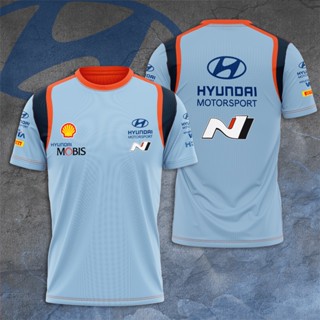 เสื้อยืดแขนสั้น พิมพ์ลาย Hyundai Shell Mobis x WORLD RALLY CHAMPIONSHIP 3 มิติ โอเวอร์ไซซ์ แฟชั่นฤดูร้อน สําหรับผู้ชาย