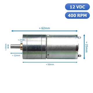 (1ชิ้น) JB361 มอเตอร์ มอเตอร์เกียร์ มอเตอร์อเนกประสงค์ 25GA-370 12VDC 400RPM DC Gear Motor (Shaft D, 4mm)