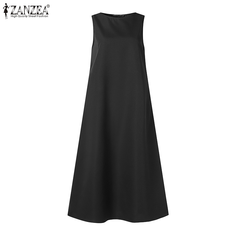 Zanzea ชุดเดรสแขนกุด คอปก ผ่าหลัง มีกระเป๋า สไตล์เกาหลี สําหรับผู้หญิง - รูปที่ 6