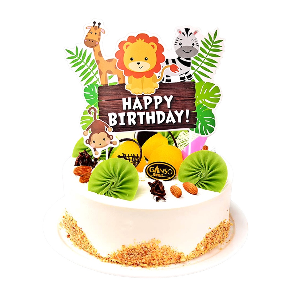 1 ชุดธีมสัตว์เค้กขนาดใหญ่ Topper Jungle Safari Wild One Lion Tiger สำหรับวันเกิดความต้องการตกแต่งเค้ก