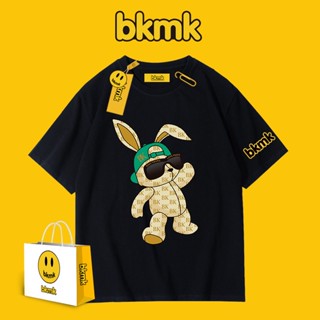 Bkmk ใหม่ เสื้อยืดคอกลม แขนสั้น ผ้าฝ้าย พิมพ์ลายกระต่าย อินเทรนด์ สําหรับวัยรุ่น