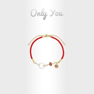 Only You สร้อยข้อมือเงิน S925 จี้รูปการ์ดอวยพรสันติภาพ สีแดง 2023