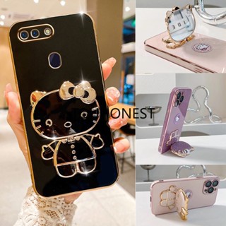 เคส Oppo R15 Pro เคส Oppo R11 Casing Oppo R11S Cases Oppo R15X Case Oppo R17 Pro Case Oppo A92S Case Oppo A93S Case Oppo K1 Case Cute Anime Cartoon Vanity Mirror Hello Kitty Holder Phone Cover Case With Metal Sheet TK โทรศัพท์มือถือ แบบกระจก