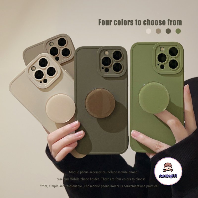 Ins Morandi สีรอบวงเล็บเคสโทรศัพท์สําหรับ IPhone 11 15 16 Pro Max 16 PLUS 12 14 13 Promax XS XR 7/8Plus SE เลนส์ป้องกันซิลิโคนเหลวนุ่มปกหลัง