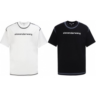 เสื้อยืดแขนสั้นลําลอง ผ้าฝ้าย พิมพ์ลายตัวอักษร Alexanderwang แฟชั่นสตรีท สําหรับผู้ชาย และผู้หญิง