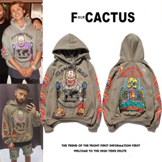 อัลบั้ม Kanye West กับ Skull Palace hoodie ฮิปฮอปกราฟฟิตีเสื้อกันหนาวมีฮู้ด