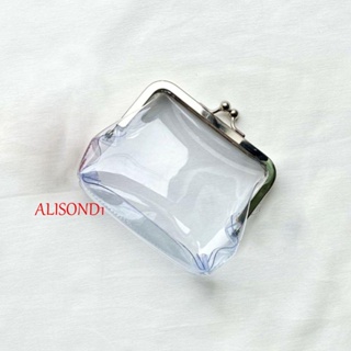 Alisond1 กระเป๋าใส่เหรียญ แบบใส ขนาดเล็ก สไตล์จูบล็อค รถบัส บัตรเหล็ก ปากคลิป กระเป๋าเงิน กระเป๋าสตางค์ขนาดเล็ก