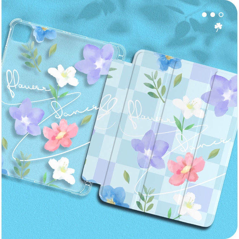 เคสแท็บเล็ต ลายดอกไม้สีฟ้า สําหรับ iPad Gen10 Air4 10.9 10.2 July 2017 9.7 5 6 Air 2 3 10.5 Mini 4 5