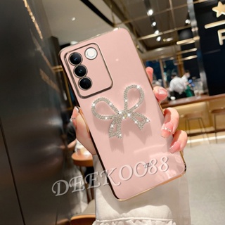 เคสโทรศัพท์มือถือ แบบนิ่ม ลายผีเสื้อ ประดับเพชร 3D สําหรับ VIVO V29 Y27 Y36 Y78 Y02T Y02A 5G 4G VIVOV29 VIVOY27