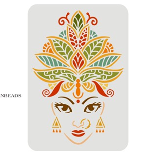 1pc  Women Head Stencil 29.7x21cm PET Indian Princess Face Painting Stencils with Mandala Lotus Crown Reusable Large Drawing Stencil Template for Wall Wood Tile Wedding Crafts