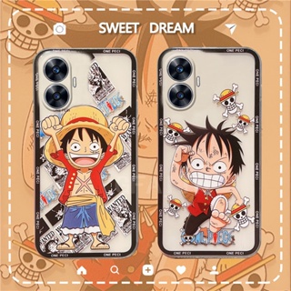 ใหม่ เคสโทรศัพท์มือถือแบบนิ่ม ใส กันรอยเลนส์กล้อง ลายการ์ตูนลูฟี่น่ารัก แฟชั่น สําหรับ Realme C55 NFC 2023 REALMEC55 NFC