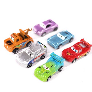 Pixar Cars 2 3 Lightning McQueen Mater Jackson Storm Ramirez Diecast รถของเล่นสําหรับเด็ก 6 ชิ้น / ชุด