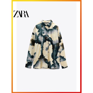 Zara ใหม่ เสื้อเชิ้ต ผ้าซาติน มัดย้อม สําหรับผู้หญิง 2632104 330