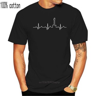 เสื้อยืดแขนสั้นเสื้อยืดผ้าฝ้าย 100% พิมพ์ลาย Heartbeat Guitar 3D สีดํา สําหรับผู้ชาย และผู้หญิง เหมาะกับงานปาร์ตี้S-5XL