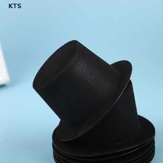 Kts โมเดลหมวกจําลอง ขนาดเล็ก สีดํา สําหรับตกแต่งบ้านตุ๊กตา 1:12 DIY 10 ชิ้น