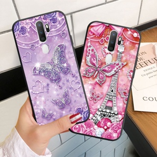 เคสโทรศัพท์ซิลิโคน แบบนิ่ม ลายผีเสื้อ ประดับเพชร สําหรับ OPPO A5 A9 A31 A33 A91 A53 2020 A53S A52 A72 A92