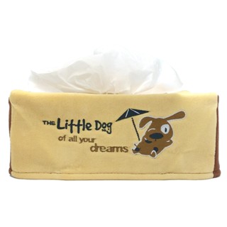 อุปกรณ์ภายในรถย์ The Little Dog หุ้มกล่องทิชชู่ทรงเหลี่ยม - ผ้า Poly Velour คุณภาพ ปักลายการ์ตูน Made In Thailand |