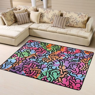 Keith Haring พรมปูพื้นแฟชั่น แบบนิ่ม กันลื่น ทนทาน ขนาด 120*160 ซม. สําหรับตกแต่งบ้าน ห้องนั่งเล่น