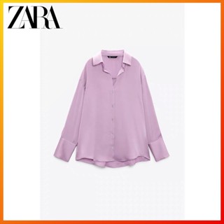 Zara เสื้อเชิ้ต ผ้าซาติน สไตล์ใหม่ ฤดูใบไม้ร่วง สําหรับผู้หญิง 8741256 656