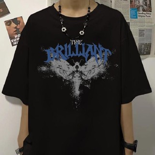 Jxgp 【พร้อมส่ง】เสื้อยืดแขนสั้นลําลอง ทรงหลวม พิมพ์ลายตัวอักษร Gothic สีดํา สไตล์วินเทจ แนวสตรีท โอเวอร์ไซซ์ ฤดูร้อน สําห