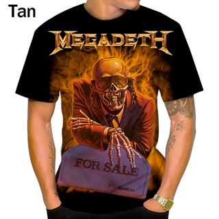 Megadeth เสื้อยืดแขนสั้นลําลอง พิมพ์ลายร็อค 3 มิติ โอเวอร์ไซซ์ สไตล์พังก์ร็อค ฮิปฮอป สําหรับผู้ชาย