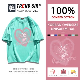 ⚡พร้อมส่ง⚡️เสื้อยืด oversize cotton 100 เสื้อยืดคอกลม ทรงหลวม สตรีท เสื้อยืดทรงหลวมสไตล์เกาหลี ฮิปฮอป เสื้อวินเทจ มี9สี M-3XL