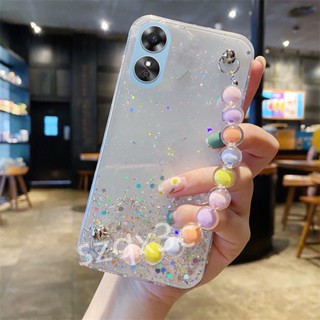 พร้อมส่ง เคสโทรศัพท์มือถือ ซิลิโคน ใส พร้อมสายคล้อง ประดับลูกปัด ลายท้องฟ้ากลางคืน หลากสี สําหรับ OPPO A58 A78 A98 A57 A77S A17 A17K 4G Reno10 Pro+ Reno 10 Pro 5G