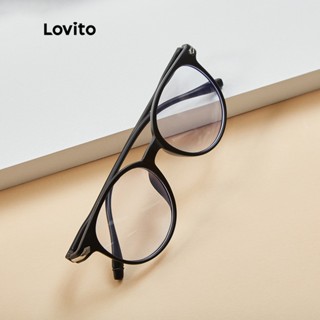 Lovito 2 ชิ้นแว่นตา กรอบกลม สไตล์ลำลอง พร้อมกล่องแว่น L17M355 (สีดำ)