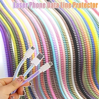สปริงเกลียวถนอมสายชาร์จ USB TPU 1.4 ม. กันแตก หลากสี สําหรับถนอมสายชาร์จโทรศัพท์มือถือ