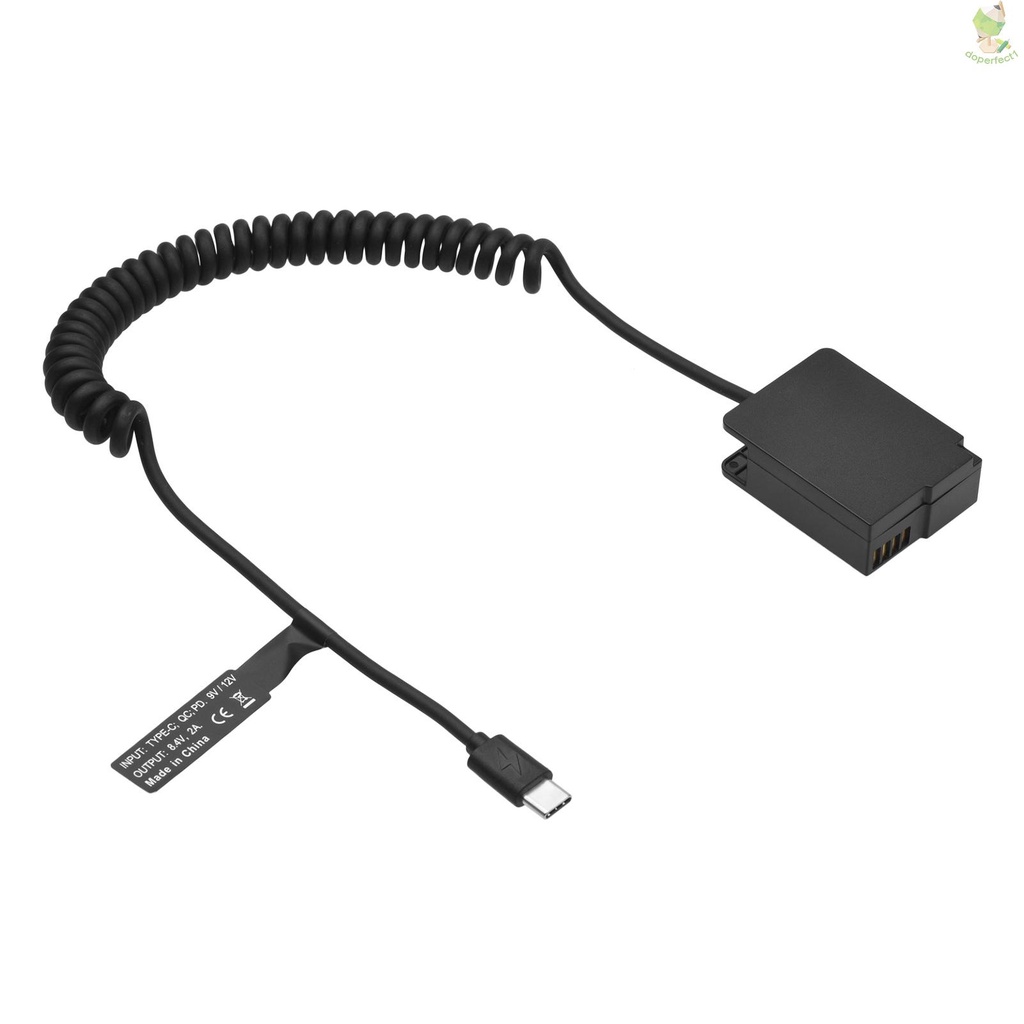 Andoer DMW-DCC8 Dummy Battery USB-C Coupler Adapter BLC12 Dummy Battery Coupler with USB Type-C Spring Power Cable Replacement for Panasonic Lumix DMC-FZ300 FZ1000 FZ2000 G5 G6 G7 G80 G81 G85 G90 G95 Cameras