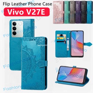 เคสโทรศัพท์มือถือหนัง กันกระแทก แบบฝาพับแม่เหล็ก พร้อมช่องใส่บัตร สําหรับ Vivo V27 E V27e V27 pro V27pro V 27e