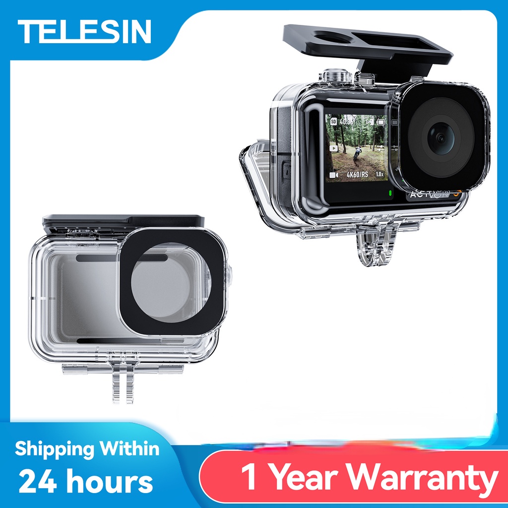 TELESIN 45M เคสกันน้ําสําหรับ DJI Action 5 4 3 ฝาครอบดําน้ําใต้น้ําสําหรับ DJI OSMO Action 5 4 3 อุปกรณ์เสริมสําหรับกล้องแอคชั่นแคมเมรา