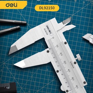 Deli เวอร์เนียร์  ตัวเครื่องสแตนเลส ตัวเครื่องโลหะ พร้อมถ่าน เวอเนีย เวอเนียร์  Vernier caliper ถ่าน