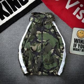 Fashion Plug Size Men Camouflage Jacket Long Sleeve Zipper Hooded Jackets