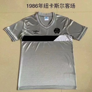 เสื้อกีฬาแขนสั้น ลายทีมชาติฟุตบอล Newcastle Away 1986 ชุดเยือน สีเทา สไตล์เรโทร ไซซ์ S - XXL