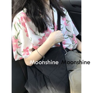 Moon   เสื้อลายดอก เสื้อฮาวายหญิง แฟชั่น แบบหลวม 2023 NEW ins Trendy High quality Chic A25K0LK 36Z230909