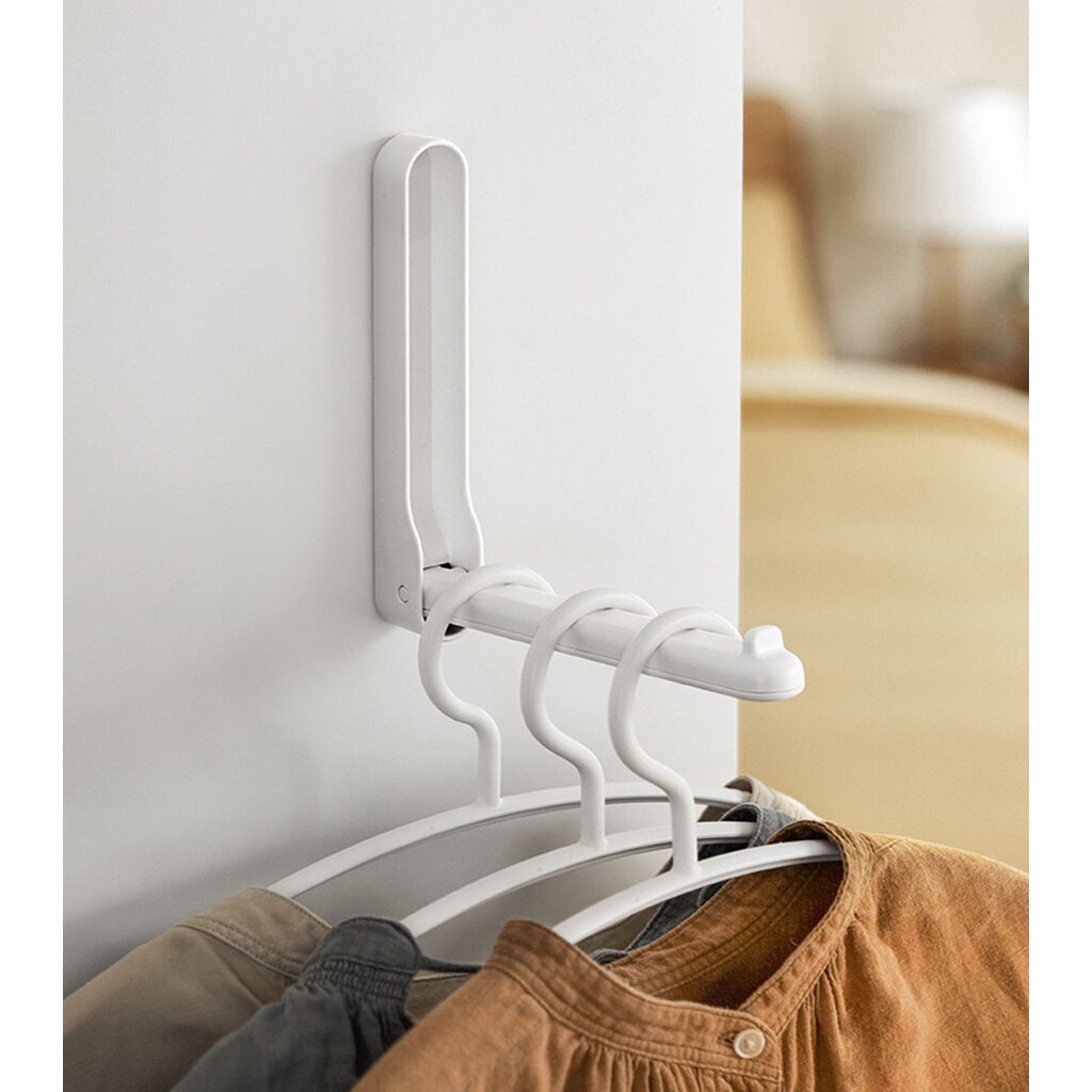 Omocha | (1 ชิ้น มีกาวตะปู) clothes hanger storage hook ที่แขวนเสื้อ ที่เก็บไม้แขวนเสื้อ (ติดตั้งด้วยกาวตะปู)