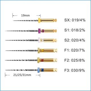 Niti ตะไบโรตารี่ 6 ชิ้น สําหรับ Endodontic Endo Motor Treatment SX-F3 21/25 มม.