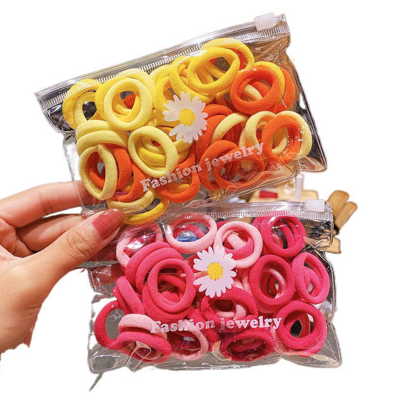50 ชิ้น เดซี่ ขนาดเล็ก กระเป๋า ไล่ระดับ ผ้าขนหนู Scrunchie ยางรัดผมหางม้า เชือกรัดผม สาว ที่มีสีสัน