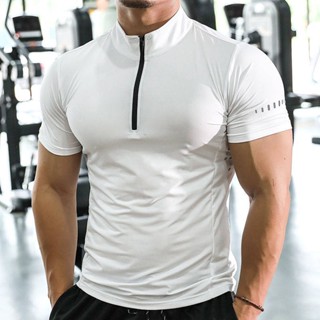 Zipper Quick-Drying Polo Mens Short Sleeve 2023 Summer New Polo Collar Slim Fit Breathable Sports Personal Trainer Customization dGYj