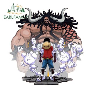 Earlfamily สติกเกอร์ ลายลูฟี่ One piece JDM กันน้ํา สําหรับติดตกแต่งรถยนต์ ตู้เย็น 13 ซม. x 12.6 ซม.